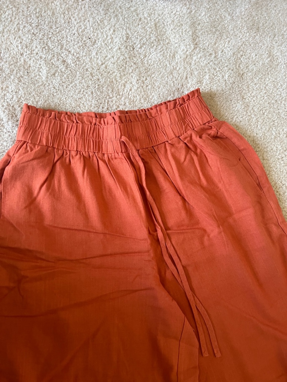 Pink Lilly Wide Leg Drawstring Pants - Rust Orange - Picture 3 of 3